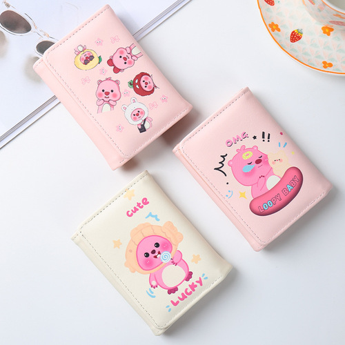 Puppy tri-fold wallet for women with big ears dog card holder student high-looking cute cartoon ID small wallet