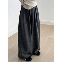 言双 慵懒风垂感山本阔腿裤女 冬季宽松百搭休闲针织糯米裤G8261