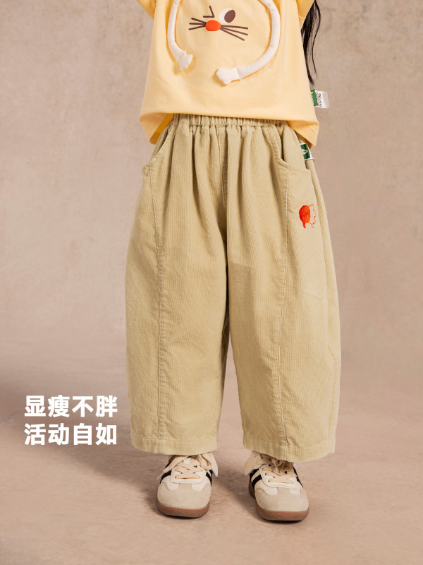童贝童装2025年秋季新款男女童休闲裤灯芯绒百搭儿童阔腿直筒长裤|undefined