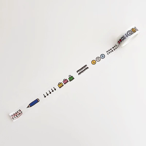 Paper tape, pencil, arrow