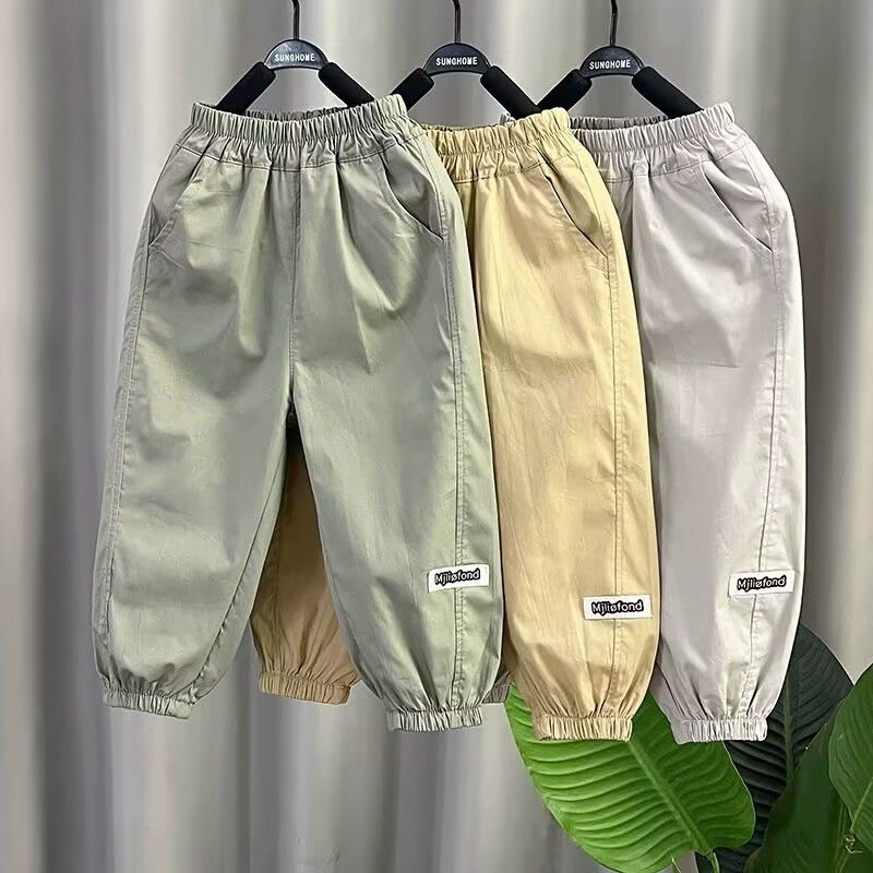 Брюки-карго для мальчиков, брюки с защитой от комаров, весна и лето, новинка 2025 года, детские брюки, повседневные брюки для мальчиков, детские леггинсы маленького и среднего размера, брюки