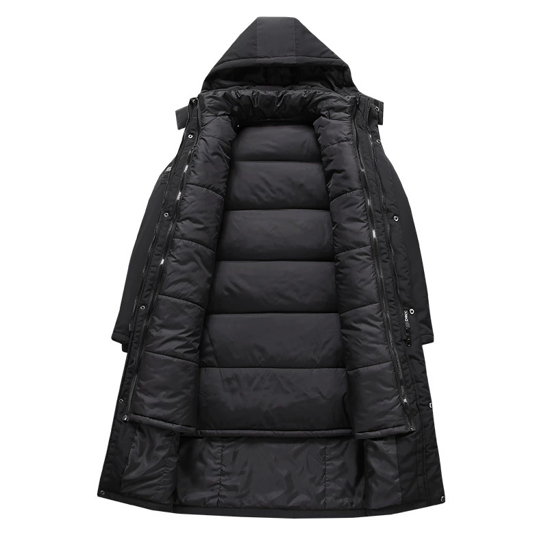 Sports long winter removable liner with down, down jacket, maxi length