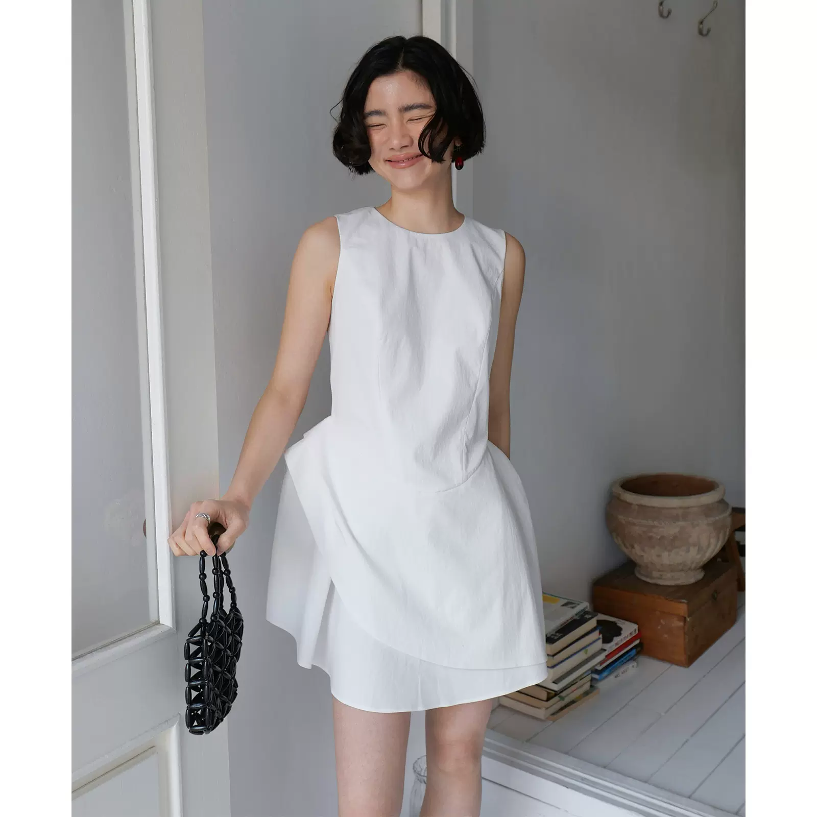 【宠粉福利】高密重工复合正肩连衣裙 高级感花苞裙子潮00987