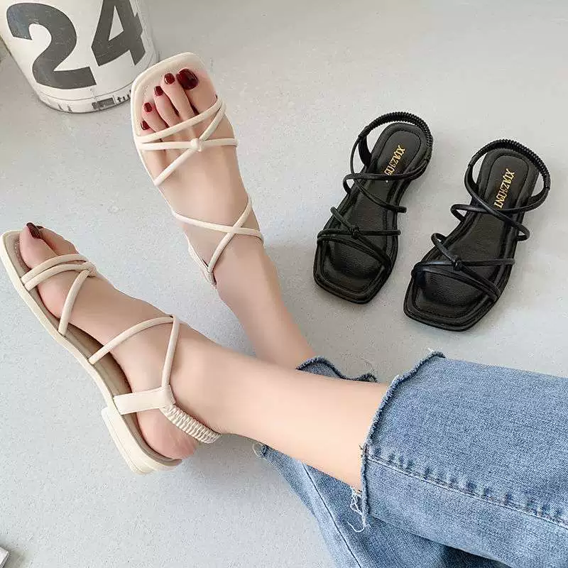 Sandals, universal footwear flat, Korean style, thin strap