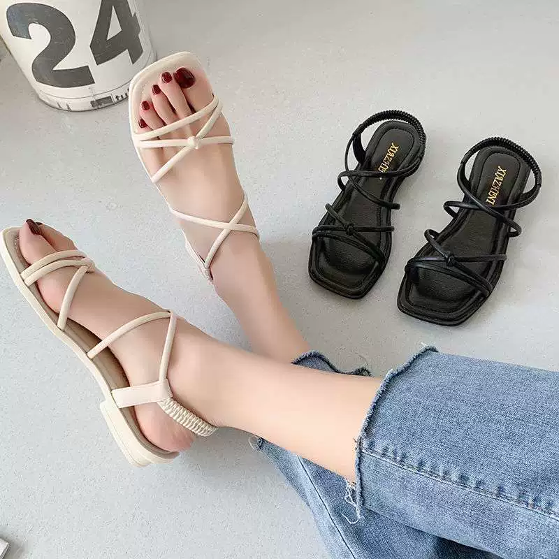 Sandals, universal footwear flat, Korean style, thin strap