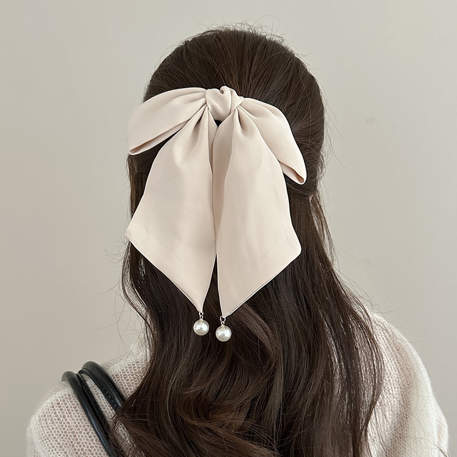 ヘアクリップ｜エレガント・ポニーテールクリップ・大きなリボン・パール・ヘアアクセサリー・気品ある|undefined