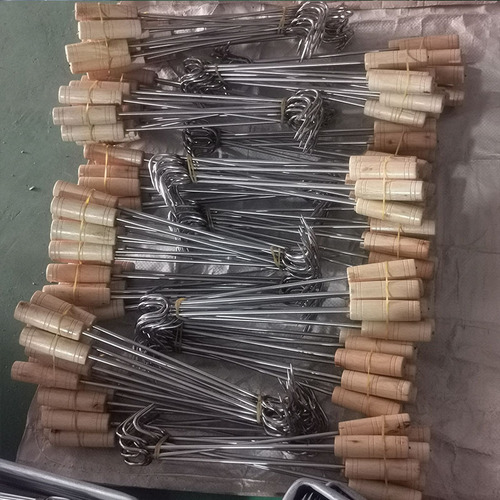 Stainless steel meat hook with wooden handle, pork hook, meat grabber, beef hook, roast duck hook, stainless steel wrapped cage meat hook