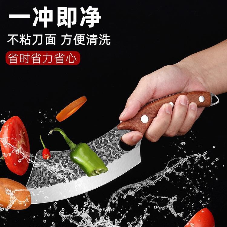 弯背户外锻打切菜切肉刀便携分割肉刀不锈钢高硬度斩骨刀跨境刀具