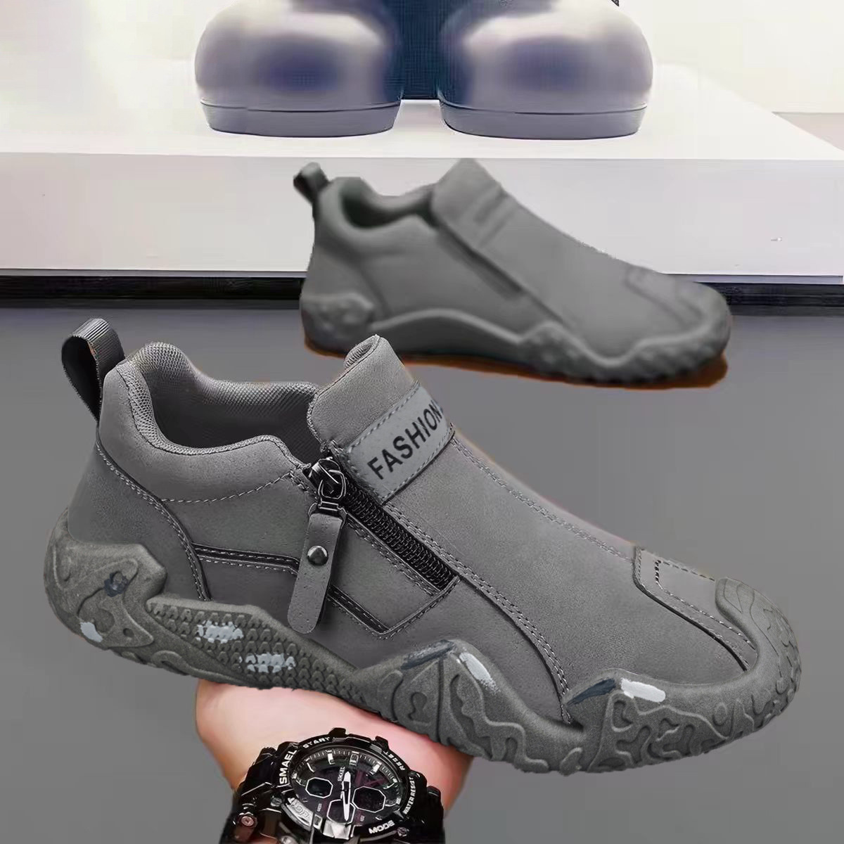 Men's shoes 2026 new autumn breathable casual work shoes for construction sites, outdoor hiking, workwear, trendy Martin boots