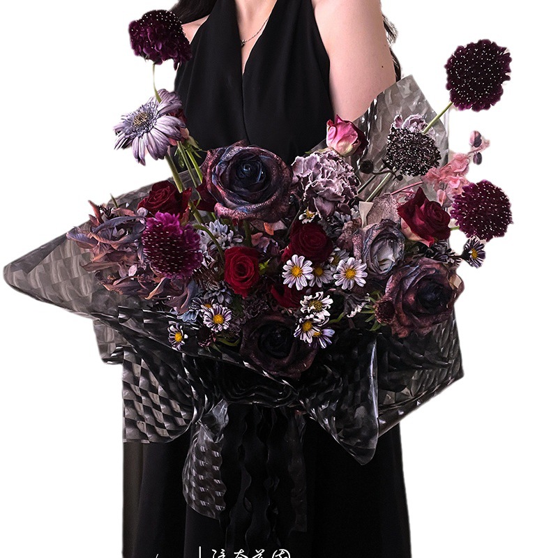 厂家批发情人节新款个性冰立方猫眼果冻膜鲜花花束包装纸防水干花