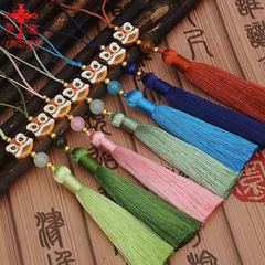 Handmade Woven 8CM National Trend Lion Mane Tassel Pendant, Antique Decorative Craft, Children's Hanfu Collar Tassel Phone Charm