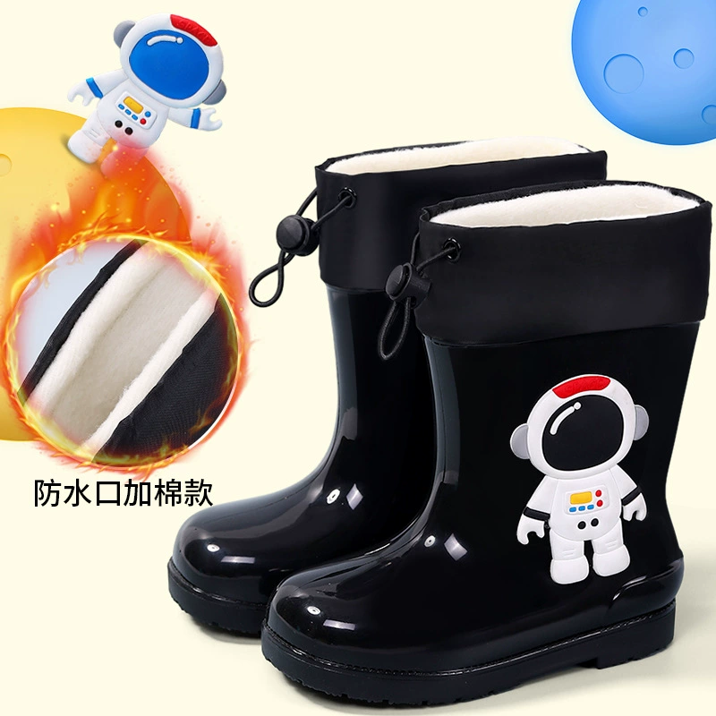 Дождевики для детей от 1 до 15 лет, для подростков и малышей, водонепроницаемые сапоги с флисовой подкладкой для сохранения тепла, съемные, нескользящие сапоги для мальчиков и девочек.