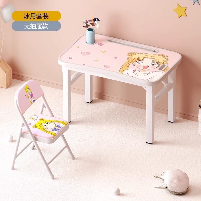 儿童卡通书桌家用幼儿园小学男生女生写字桌椅套装可折叠软包椅子|undefined