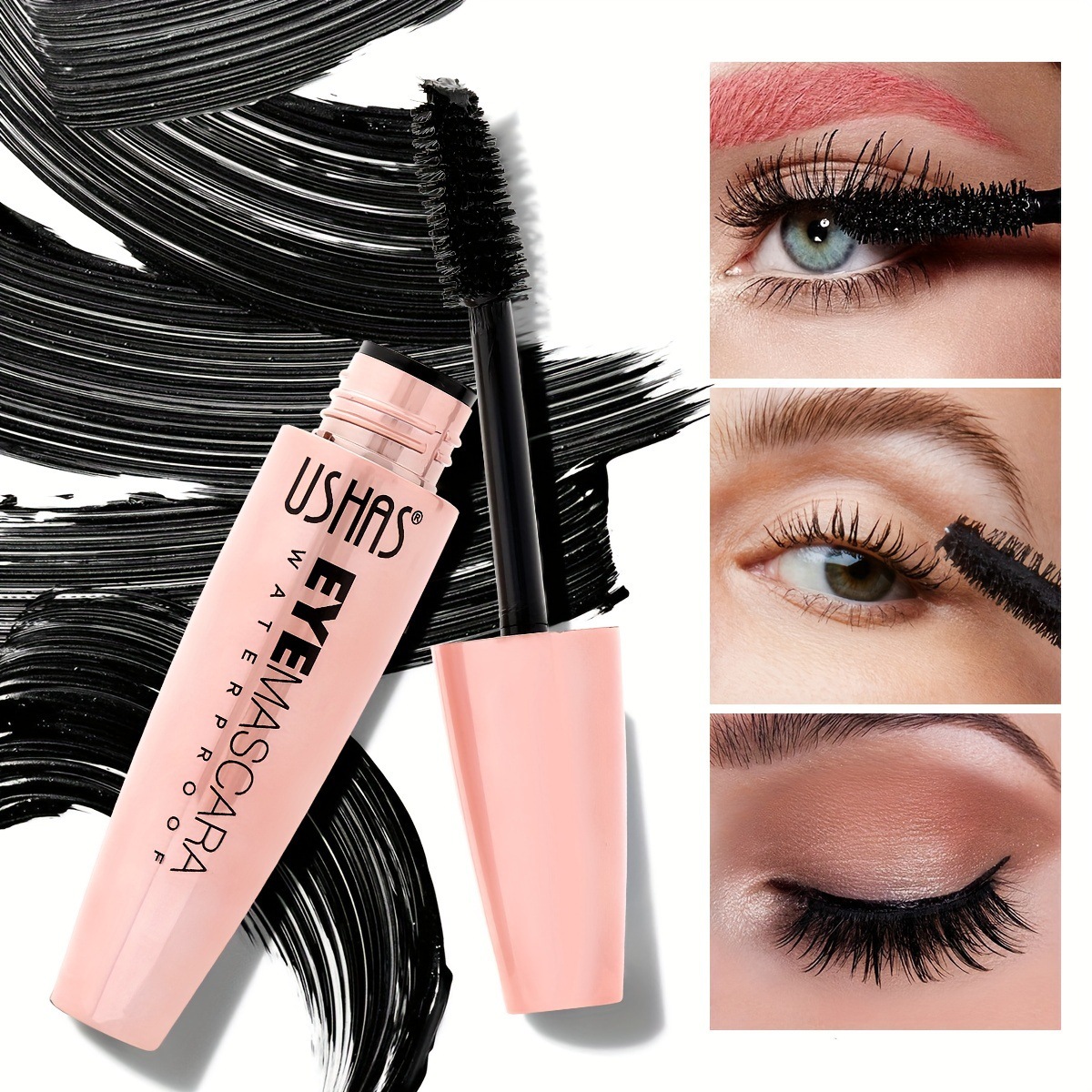 Máscara de pestañas de punto caliente transfronteriza USHAS, resistente al agua y de secado rápido MA1091F