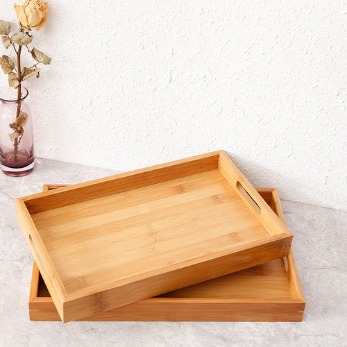 Japanese bamboo wood tea tray, rectangular household bamboo water cup storage tray, commercial barbecue tray, restaurant serving tray