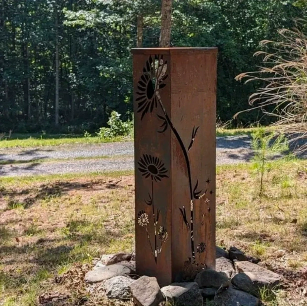 Трансграничная устойчивая к атмосферным воздействиям пластина, внешняя торговля, устойчивая к атмосферным воздействиям стальная фонарная стойка, полая парковая ландшафтная декорация, уличная креативная ржавая устойчивая к атмосферным воздействиям фонарная стойка