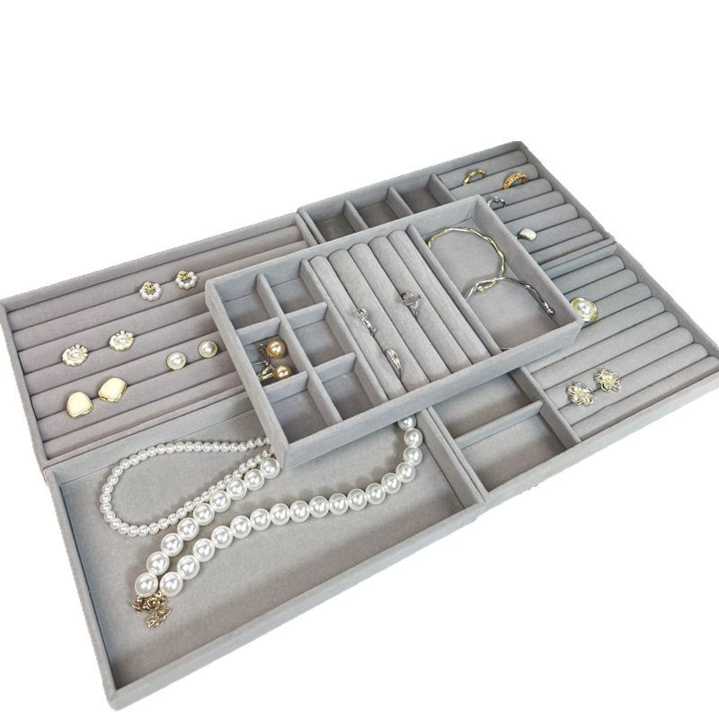 Placa de almacenamiento de joyería exquisita de alta gama Caja de joyería de gran capacidad dividida multicapa Pendientes Collar Caja de exhibición de anillo image 6