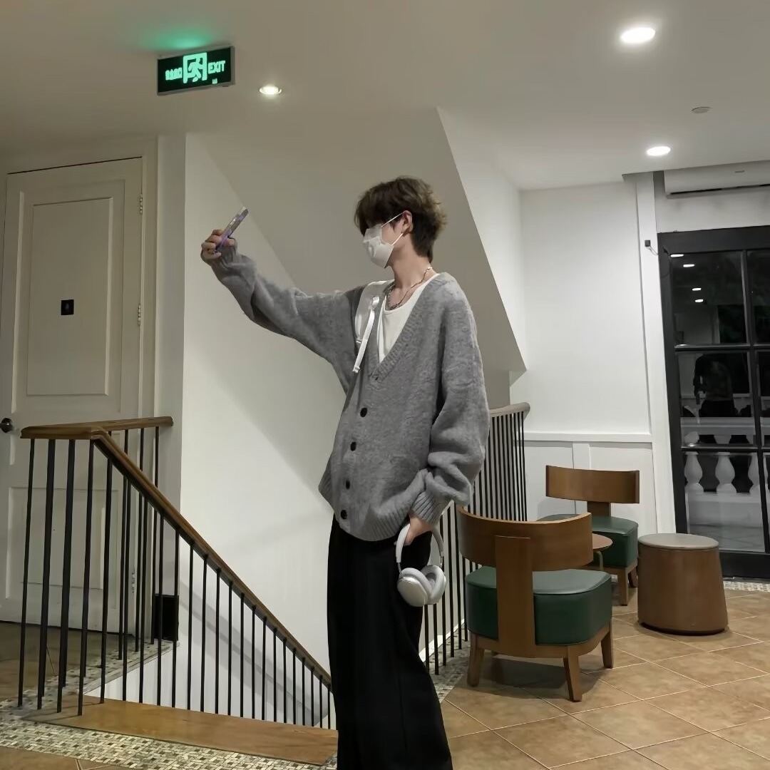 남성과 여성을 위한 가을 겨울 니트 가디건 재킷, 게으른 스타일의 브이넥 스웨터, 회색 고급 의류, 캐주얼 탑, 트렌디