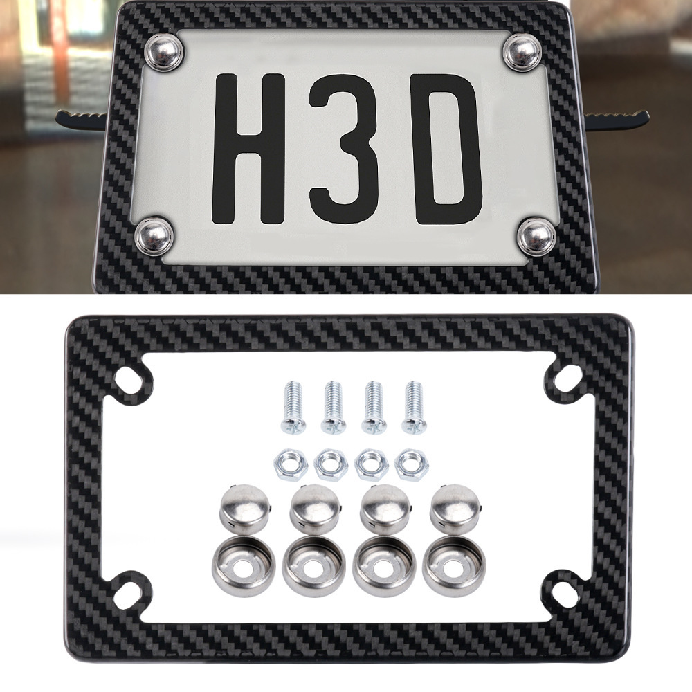 Motorcycle License Plate Frame Carbon Fiber License Plate Frame Dry Carbon Electric Vehicle Us Standard License Plate Holder Real Carbon Modification Accessories