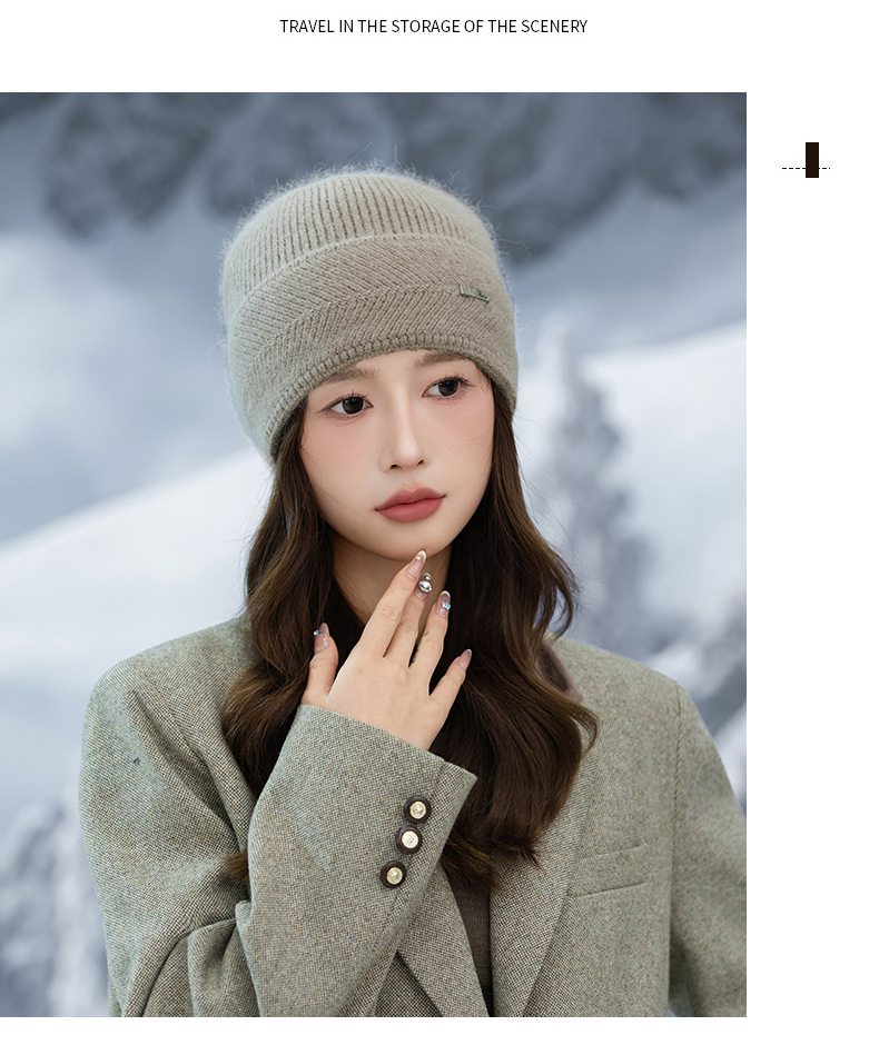 Japanse stijl voor vrouwen, herfst en winter, veelzijdige, dikke, warme, koudebestendige gebreide muts, afslankend voor het gezicht en de oren_voghion.com