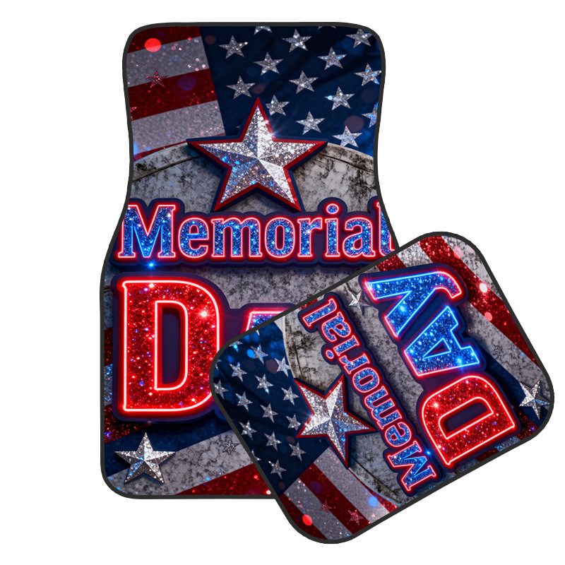 Cross-Border Best-Selling Independence Day Crystal Velvet Car Floor Mats, Universal Detachable Four-Piece Set, Stain-Resistant Car Mats