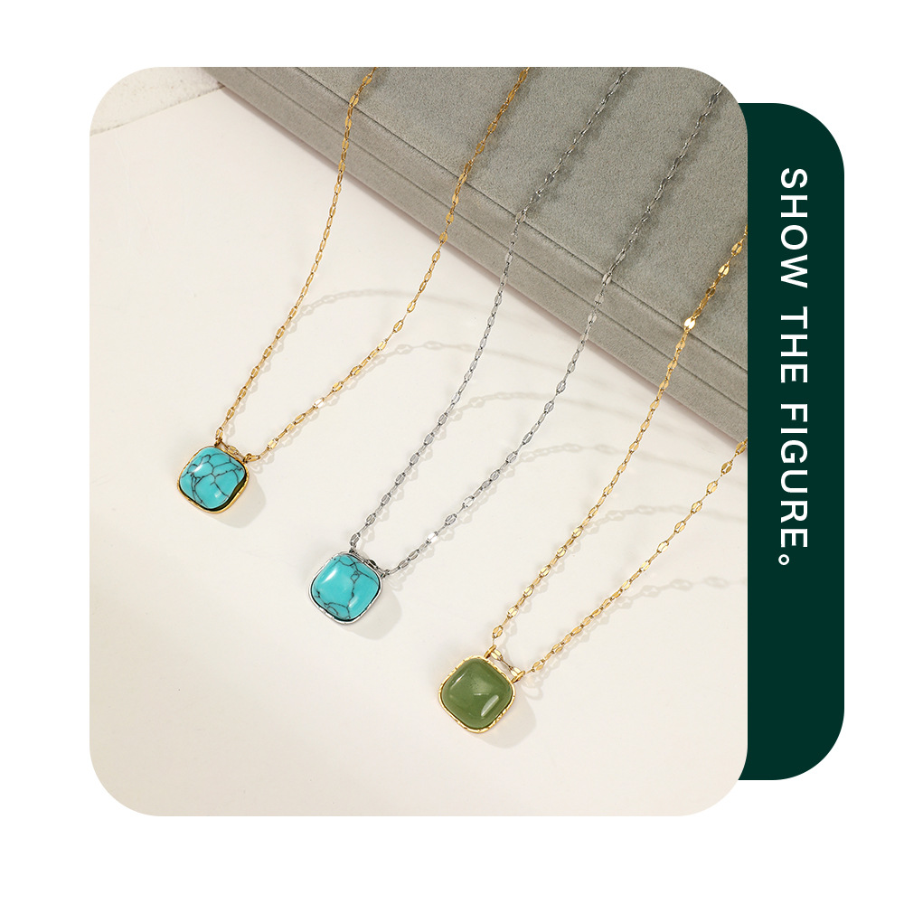 Fashion Geometric Stainless Steel Plating Turquoise Pendant Necklace 1 Piece