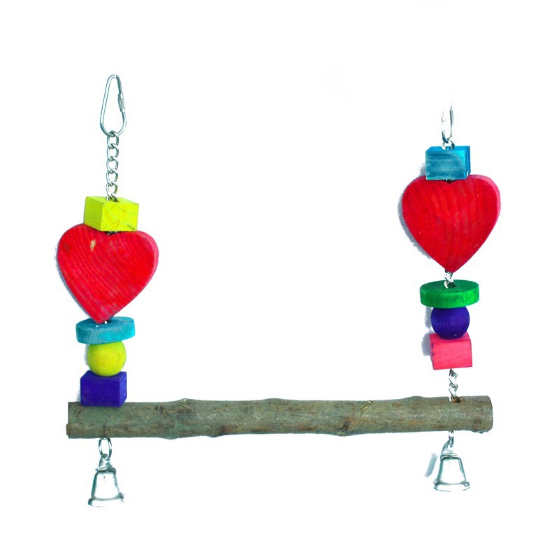 原木鹦鹉站杠吊橋訓鳥玩具鳥籠懸挂裝飾用品采用木塊啃咬