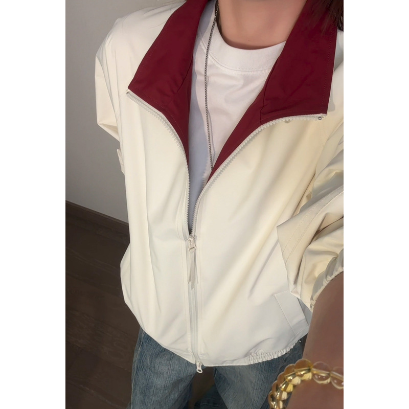 American-style Color-block Flight Jacket For Men, Spring Cleanfit Double-zipper Sports Jacket, Outdoor Three-proof_voghion.com