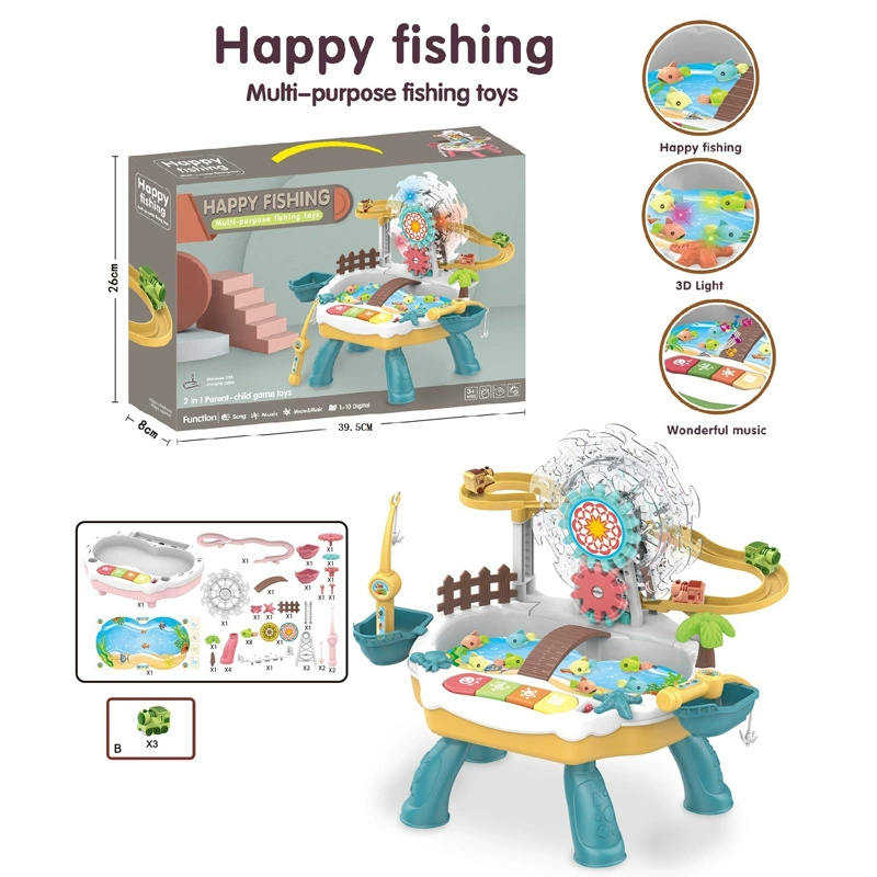 Летняя электрическая дорожка играет в воде Diaoyutai Fun Ocean Paradise Горка Магнитная рыбалка Игрушка Свет Музыка