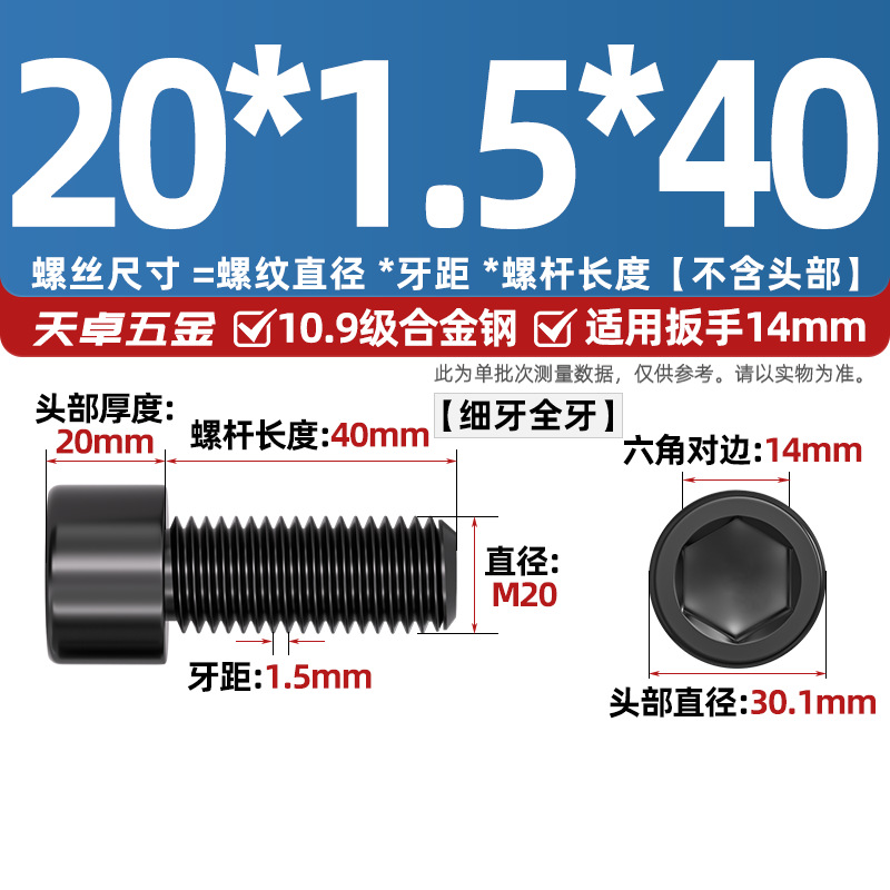 Винт Tianzhuo Hardware M20x1.5x40 полная резьба