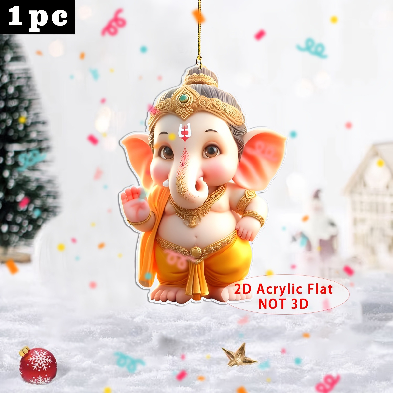 Cute la historia mítica del dios elefante, colgante creativo religioso, colgante de árbol de Navidad, colgante de acrílico multifuncional 2D