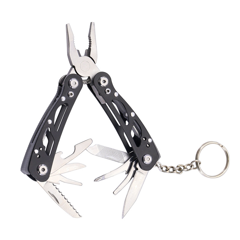 小号折叠不锈钢黑色多功能钳 迷你钥匙扣多用小钳子