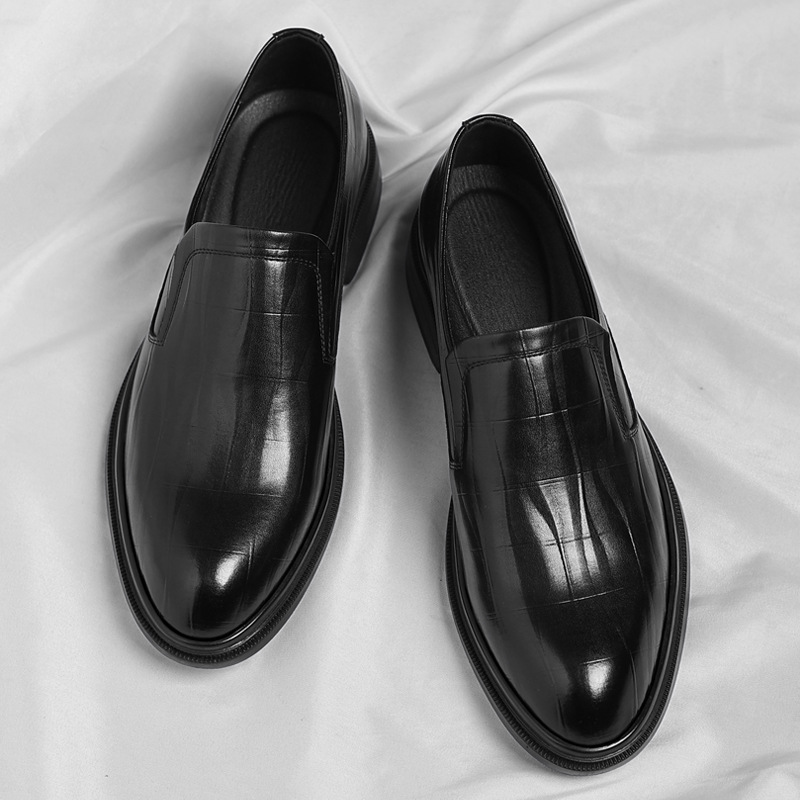Men's Leather Slip-on Formal Shoes For Office And Commuting_voghion.com