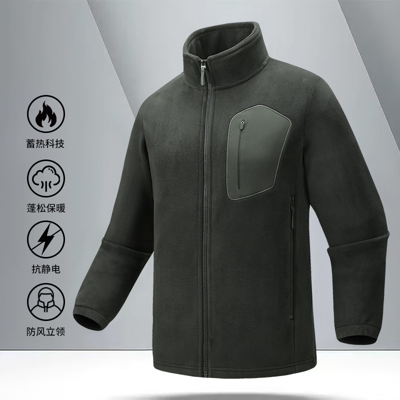 Cardigan transfronterizo de doble cara de terciopelo de collar vertical otoño y invierno suave caliente microbala dentro de bolsillo laminado chaqueta exterior