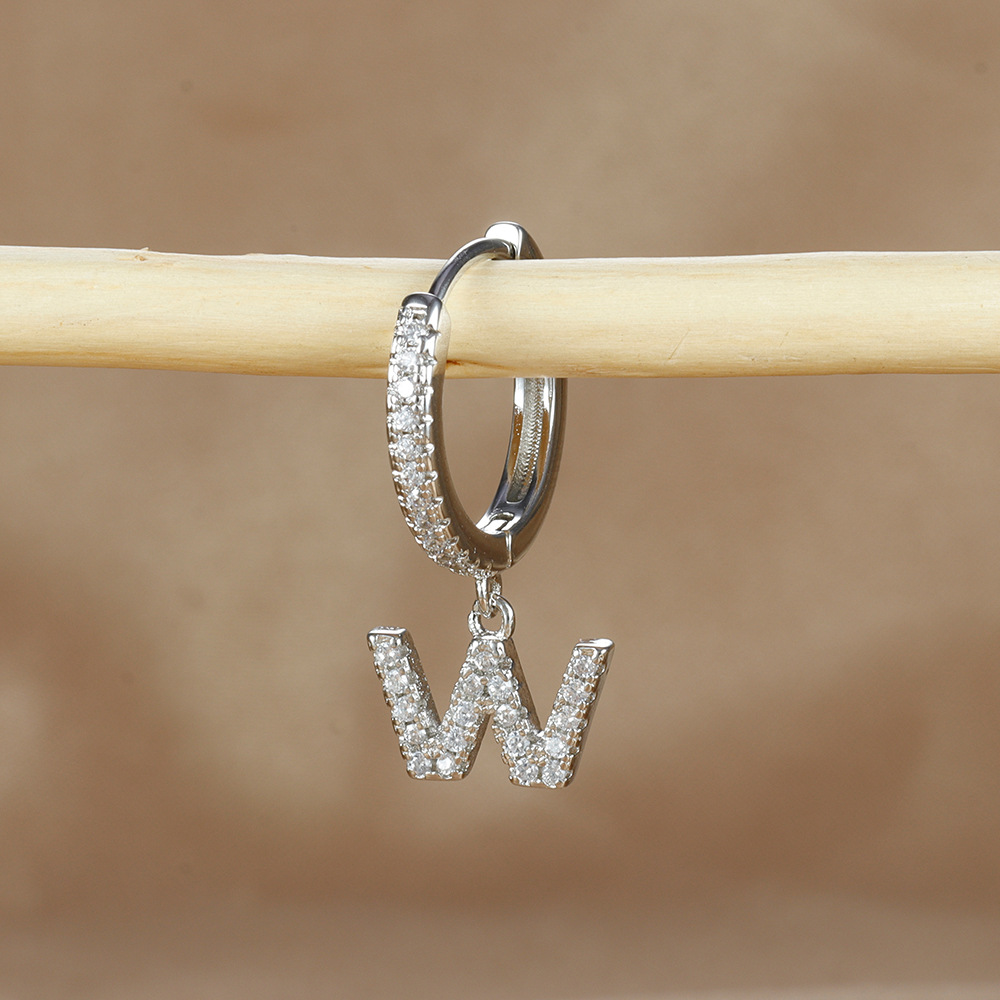 6g Weight Copper Ear Needle Material Zircon Inlay Material Charm Sleeper Hoop Earrings, Drop Earrings Classification 1 Piece Quantity Daily Occasion Copper Material Letter Pattern Unisex Gender Plating Design Casual Style 1 Piece Casual Letter Plating Copper Zircon Drop Earrings 45