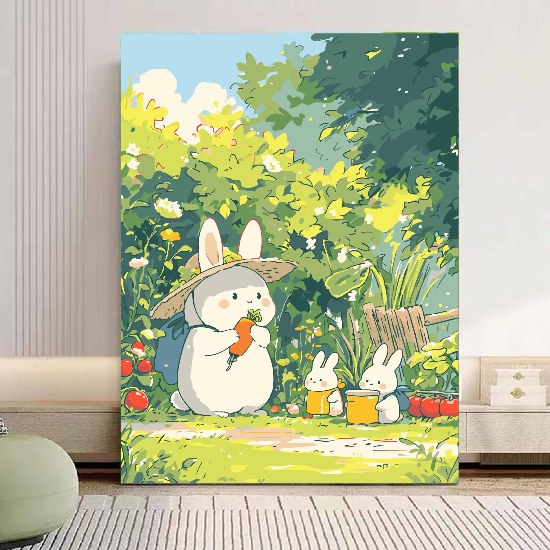 Verano tiempo bricolaje pintura al óleo digital relleno acrílico pintado a mano ilustración hecha a mano sistema curativo descompresión pintura al óleo