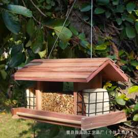 跨境木质鸟窝户外悬挂式喂鸟器园林小鸟巢繁殖箱松鼠喂食器蜂鸟窝