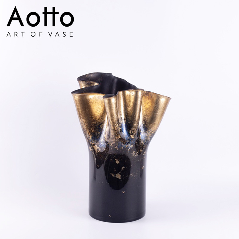 Light luxury modern black and silver vase fruit plate bottle mouth…