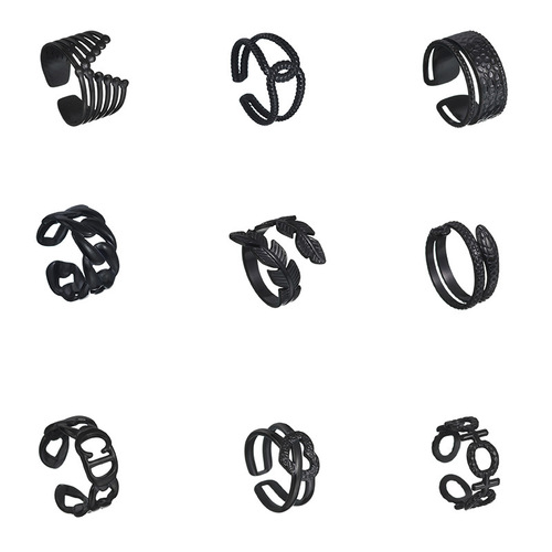  European and American retro ins cold wind lava series open titanium steel ring women's French simple ring tail ring