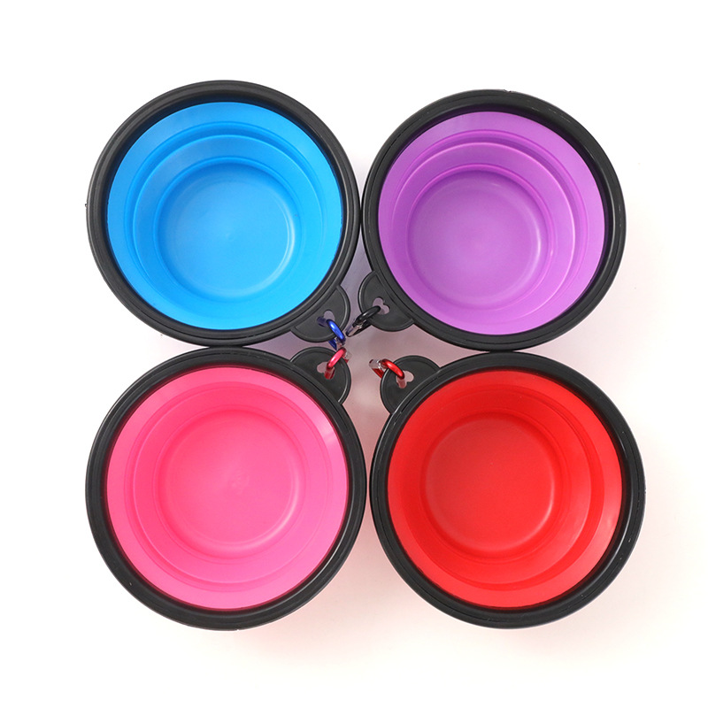 Tazón para mascotas en stock al por mayor de cuero Taobao plegable al aire libre plegable imitación silicona perro tazón portátil perro tazón para salir
