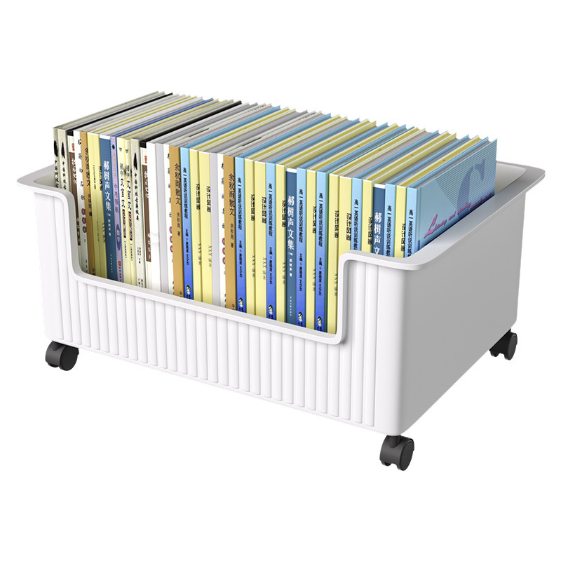 Caja de almacenamiento de libros debajo de la mesa con polea universal, caja de libros móvil, estante de libros de la caja de almacenamiento de libros de escritorio para el aula de estudiantes