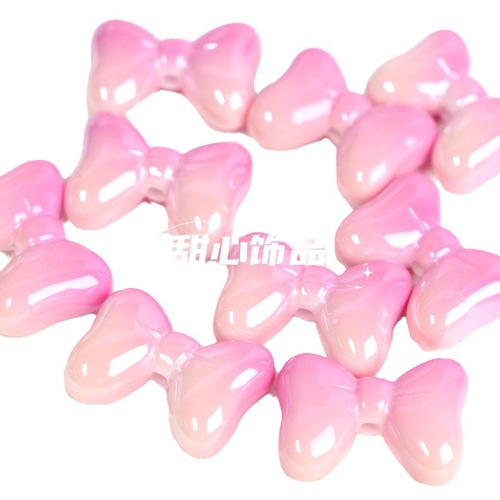 UV plated gradient toffee butterfly straight hole beads can be hand painted acrylic bow diy mobile phone chain car hanging accessories