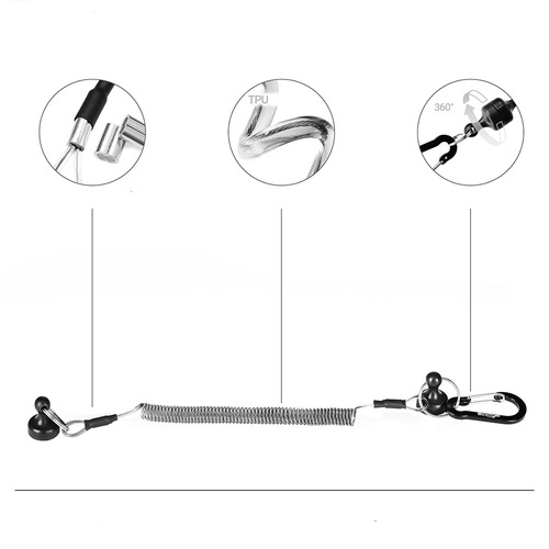 Strong magnetic steel wire lost rope fishing tool anti-off safety rope outdoor fishing quick release strong magnetic portable buckle