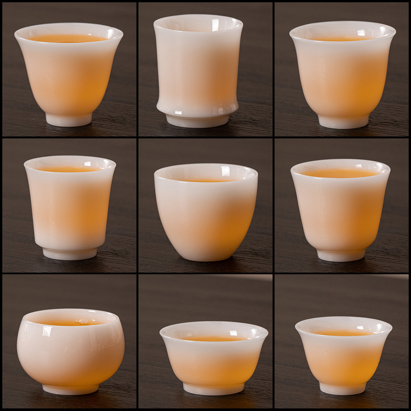 Ice-Type Jade Tea Cup, White Porcelain Tasting Cup, Tea Bowl, Personal Cup, Household Ceramic Kung Fu Tea Set Single Cup