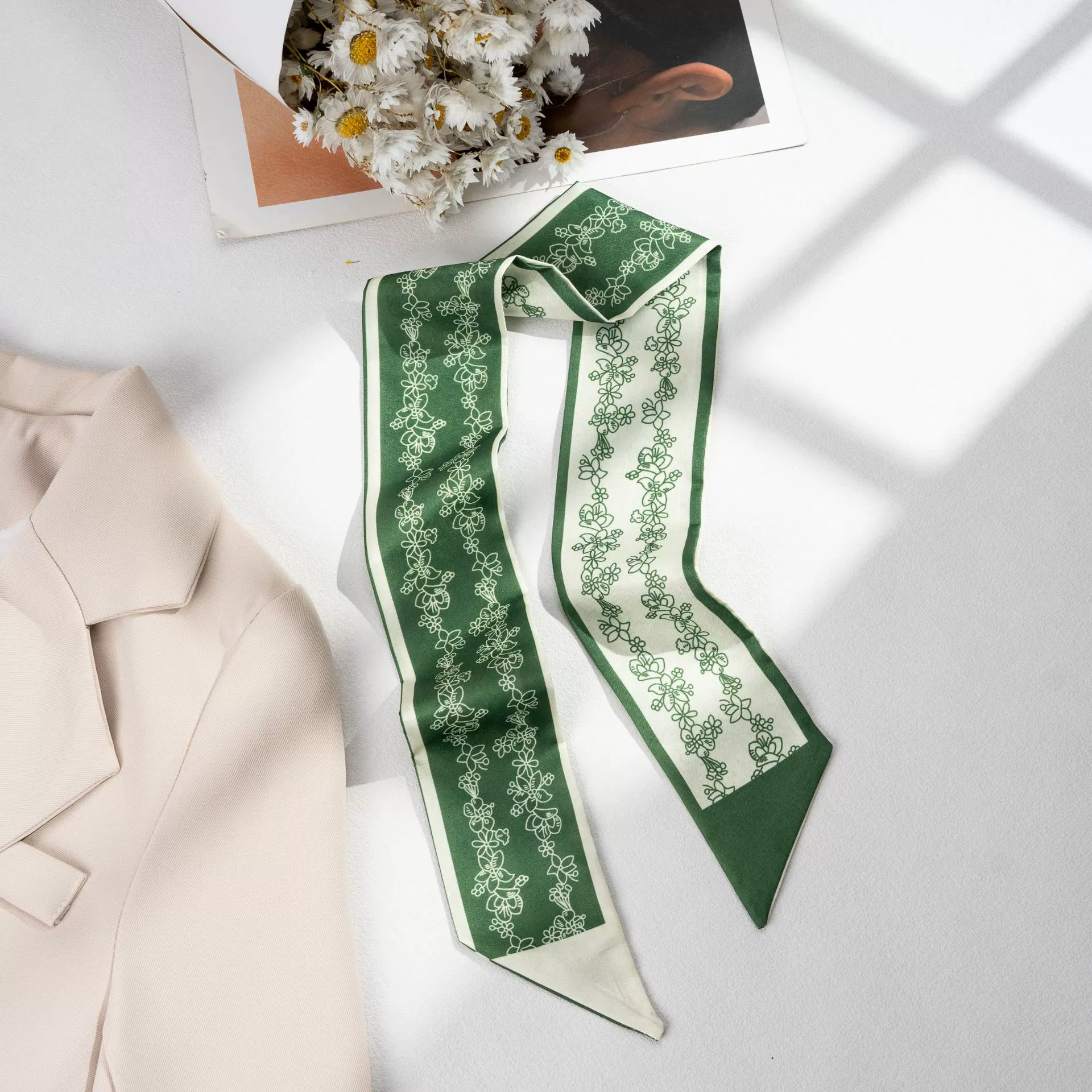 Silk Scarf Hairband (Suhang) long streamer 89×3.8 cm, lightweight gift box option