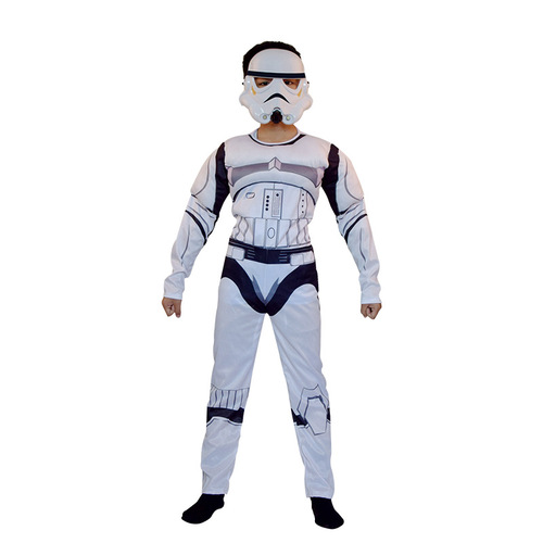 Halloween children's cosplay Star Wars costume Black Warrior jumpsuit white soldier muscle clothes