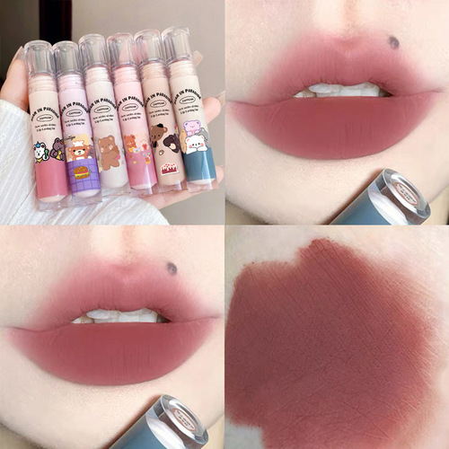 Kapo Winnie Bear Paradise Milk Tea Lip Mud Velvet Mist Matte Non-stick Cup Lipstick Whitening Non-fading Student Lip Glaze