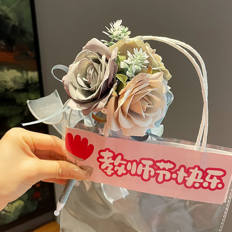 教师节送女老师实用礼物圆珠笔高档花束礼物高颜值玫瑰花签字笔|undefined