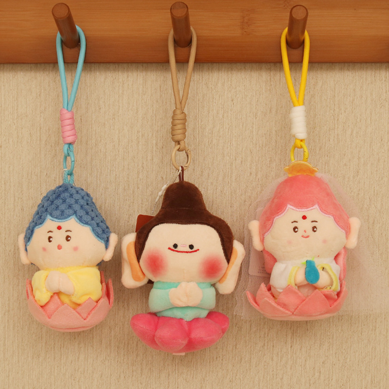 New Buddha Lotus Foshan West Yungang Grottoes Souvenir Car Hangers Carry-on Doll Plush Pendant Wholesale