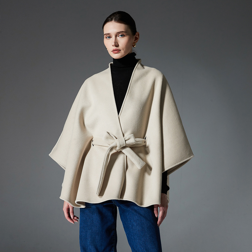 New Double-faced Woolen Goods Solid Color Belt Shawl